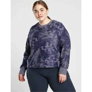 Athleta Farallon Printed Sweatshirt Womens 3X Plus Size Blue Camo Lounge Cozy